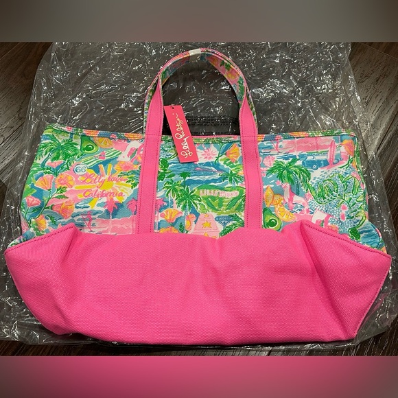 Lilly Pulitzer Mercato Canvas Cotton Tote Bag - Multi Lilly Loves California - Picture 10 of 13